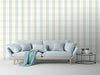 GW2003W  Grace & Gardenia Plaid Peel and Stick Wallpaper Roll in Soft Blue and Cream