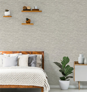 GW2005 Faux Grasscloth Peel & Stick Wallpaper Roll size 19 inch Wide x 18ft. Long Grey