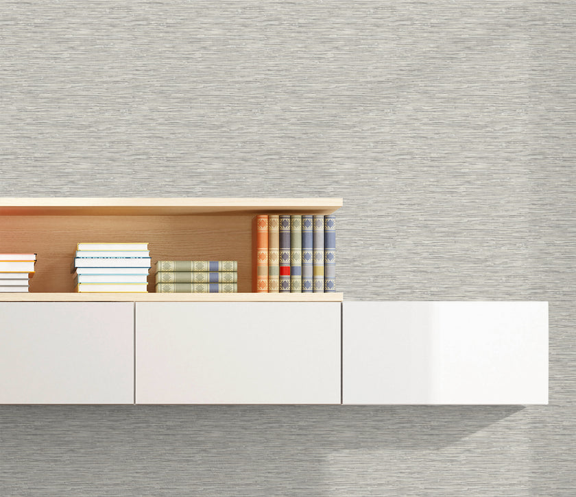 GW2005 Faux Grasscloth Peel & Stick Wallpaper Roll size 19 inch Wide x 18ft. Long Grey