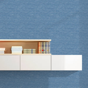 GW2004 Faux Grasscloth Peel & Stick Wallpaper Roll size 19 inch Wide x 18ft. Long Blue