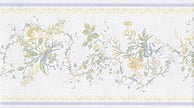 Wallpaper For Less 31616160 Elegant Floral Wallpaper Border, White Blue Yellow