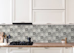 Grace & Gardenia Black and White Mosaic Tile Peel and Stick Wallpaper