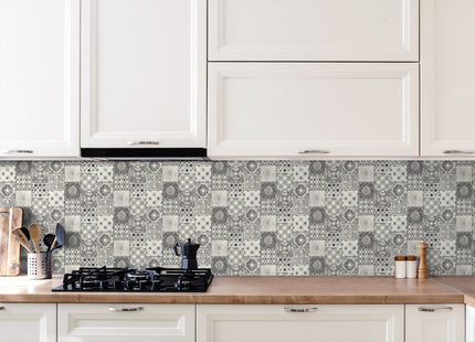 GW2010 Mosaic Tile Peel and Stick Wallpaper Roll size 19 inch Wide x 18ft. Long Black White