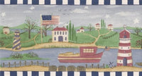 Imperial River Lighthouses US314310 Wallpaper Border, Blue, White