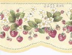 Rosedale PKB1246 Strawberry Floral Wallpaper Border, Yellow, Red, White, Green