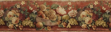 Imperial 41776020 Flower Fruits Wallpaper Border, Reddish Brown