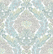 Mirabelle Fontaine Teal Damask Wallpaper