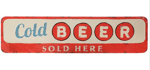 Vintage Cold Beer Sold Here,  Metal Wall Sign 36.5