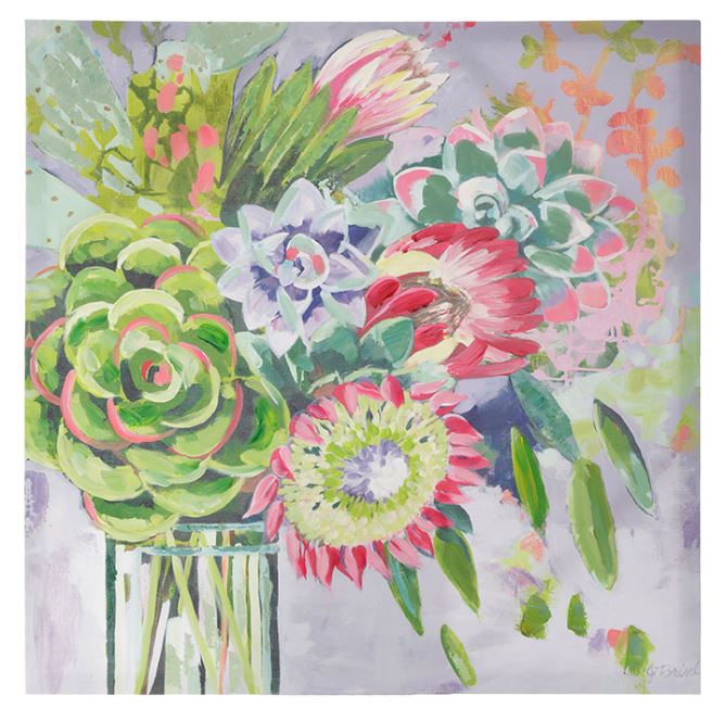 Modern Fresh Floral  Succulent Wall Art  27.5