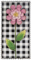 Wall Art    Pink Iron Floral on Buffalo Plaid Background 12.25