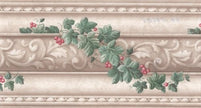 Wallpaper For Less SA105604B Stone Red Berries Wallpaper Border, Beige White