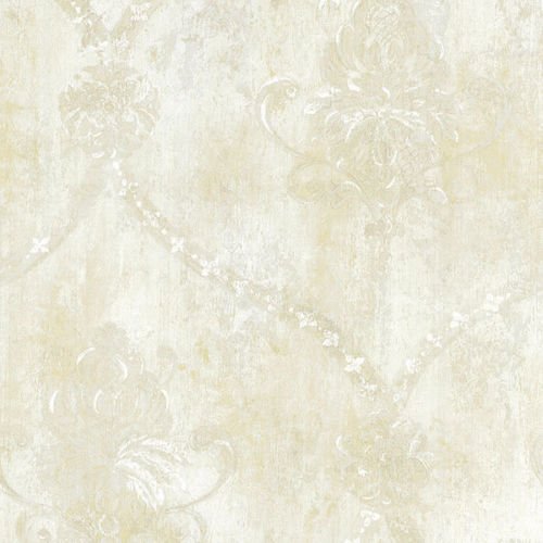 Norwall Wallcoverings Classic Silks 2 CS27332 Regal Damask Wallpaper Pearl, Beige, White, Cream