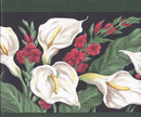 Wallpaper For Less PE615B Calla Lilies Wallpaper Border, Green Black White