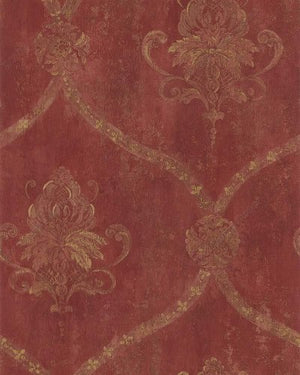 Patton CH22565 Trellis Medallion Damask Wallpaper, Burgundy