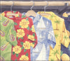 Wallpaper For Less PC131B Wood Hawaiian Shirts Wallpaper Border, Grey