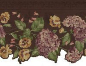 Waverly 5507333 Floral Scalloped Wallpaper Border, Dark Purple