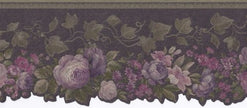 Wallpaper For Less 62740DC Floral Wallpaper Border, Olive Black