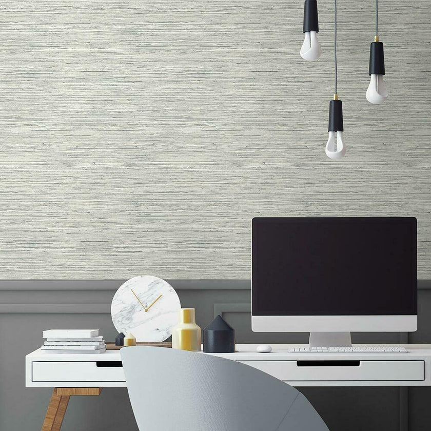 GW2005 Faux Grasscloth Peel & Stick Wallpaper Roll size 19 inch Wide x 18ft. Long Grey