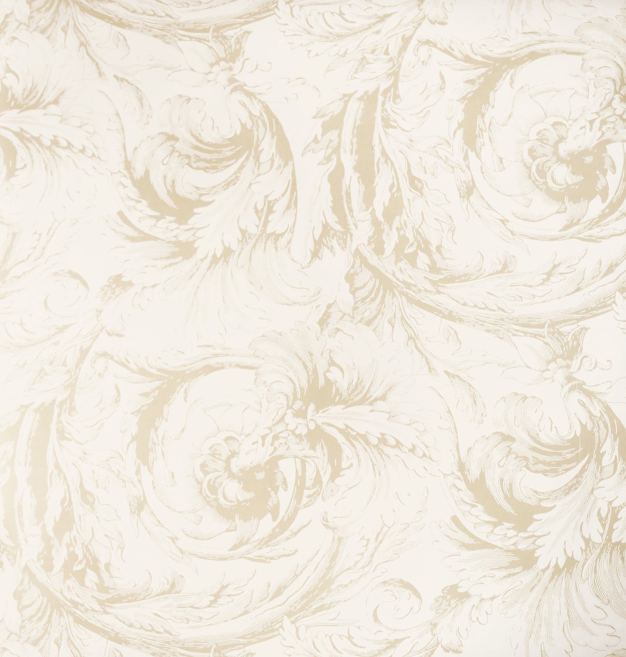 Interior Place RV9718 Raised Acanthus Leaf Wallpaper, Valencia Cream and Beige