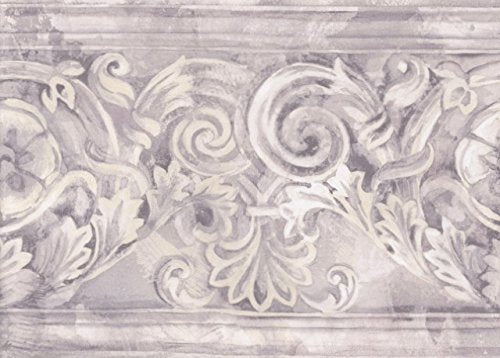 Norwall SF78330 Stone Column Molding Wallpaper Border, Grey, White