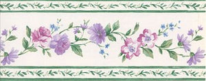 Warner MKB5001 Floral Vine Wallpaper Border, Green Lavender