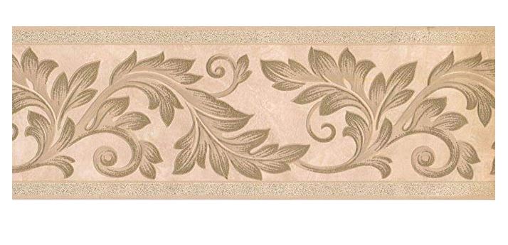 Wallpaper For Less 92212 Leaves Emboss Wallpaper Border, Yellow Gold Green