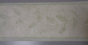 Wallpaper For Less NTX79279 Simple Leaves Wallpaper Border, Light Blue, Green