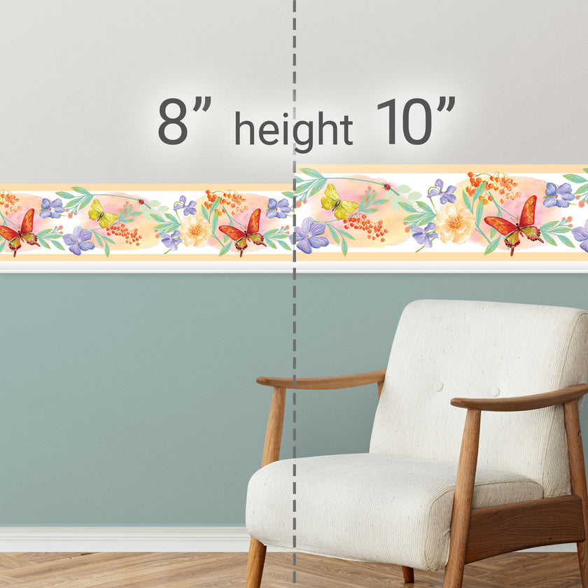 GB50081 Floral Butterfly Watercolor Peel and Stick Wallpaper Border 10