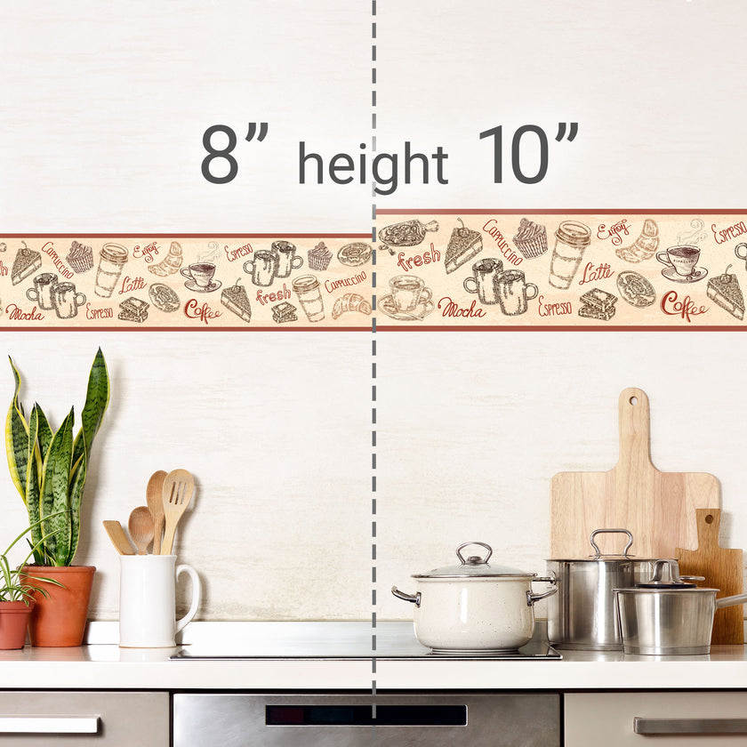 GB80011 Coffee Illustrations Peel and Stick Wallpaper Border 10