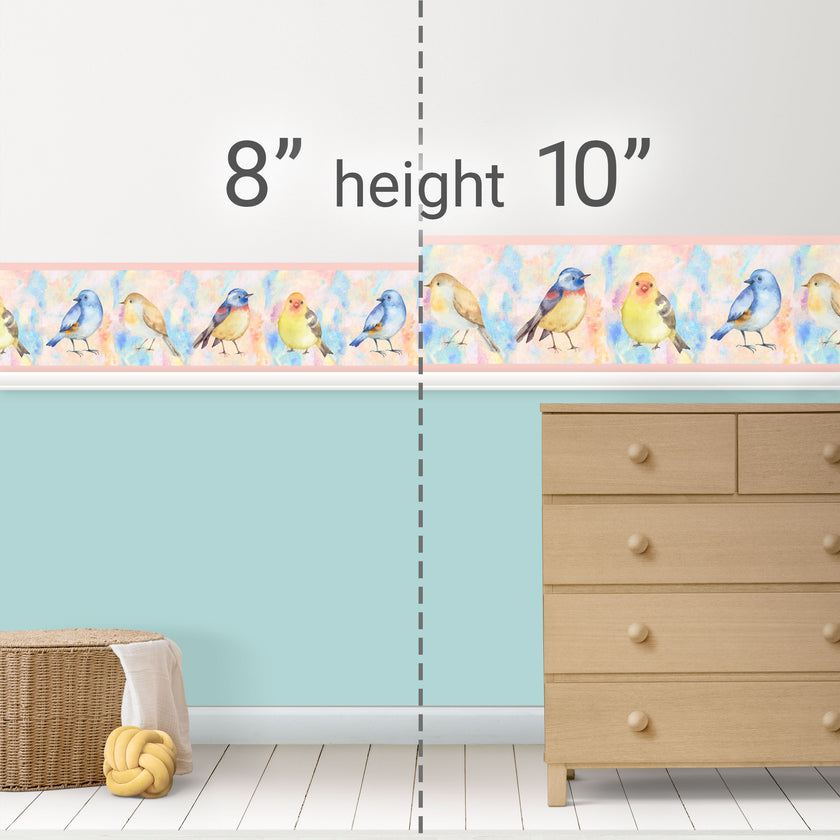 GB90071 Watercolor Birds Peel and Stick Wallpaper Border 10