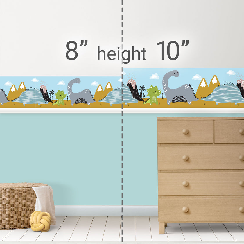 GB90101 Cartoon Dinosaur Scene Peel and Stick Wallpaper Border 10