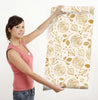 GW5291 Watercolor Beige Gold Abstract Floral Peel & Stick Wallpaper Roll 20.5in W x 18ft L