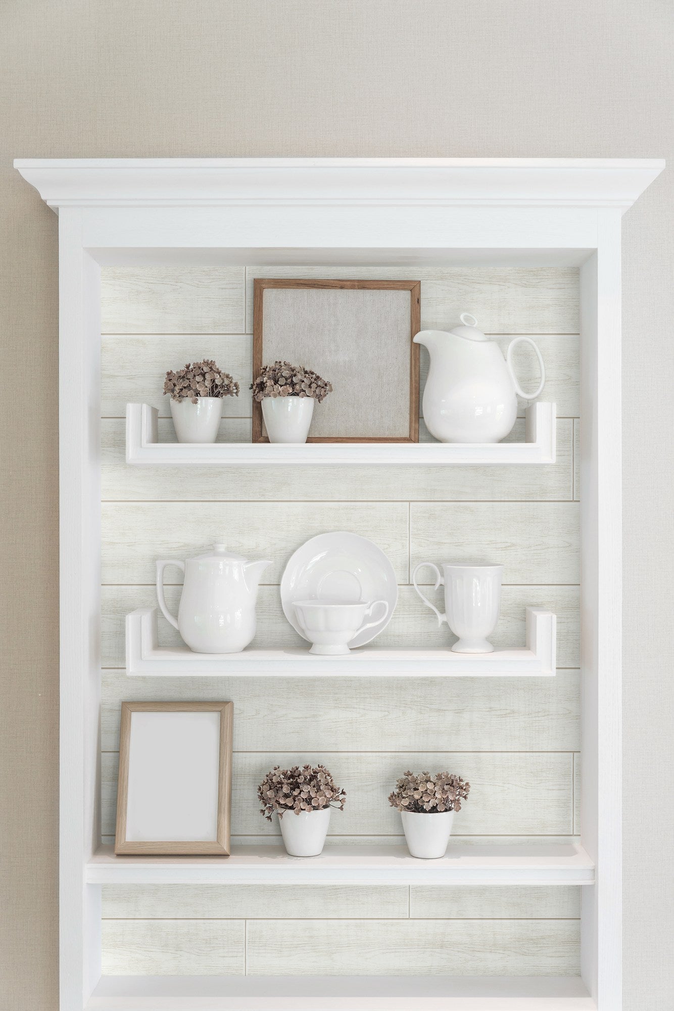 GW1002D - White Shiplap Peel & Stick Wallpaper