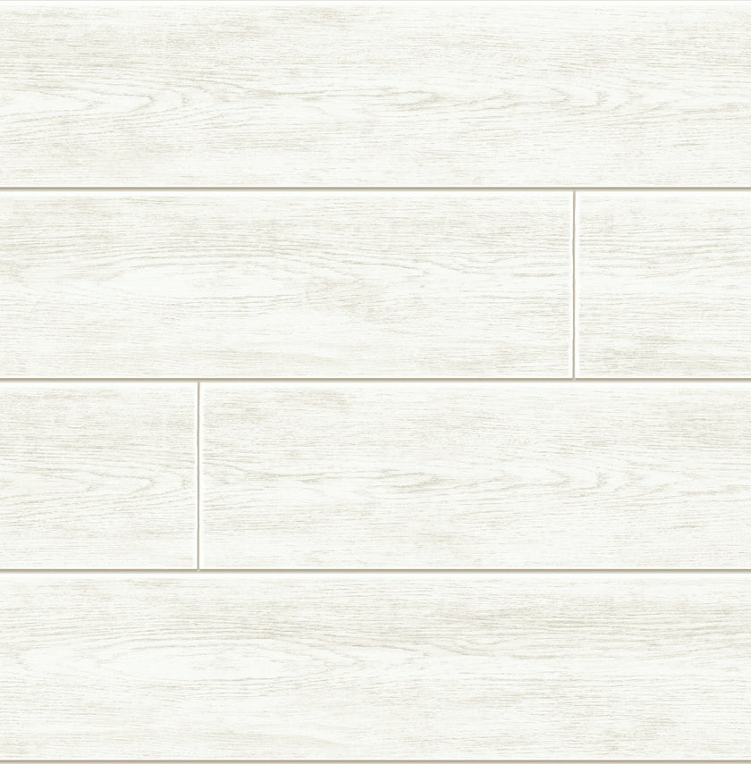 GW1002 White Shiplap Peel & Stick Wallpaper Roll 19 in. x 18 ft. Off White
