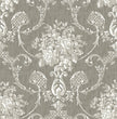 Mirabelle Winsome Grey Floral Damask Wallpaper