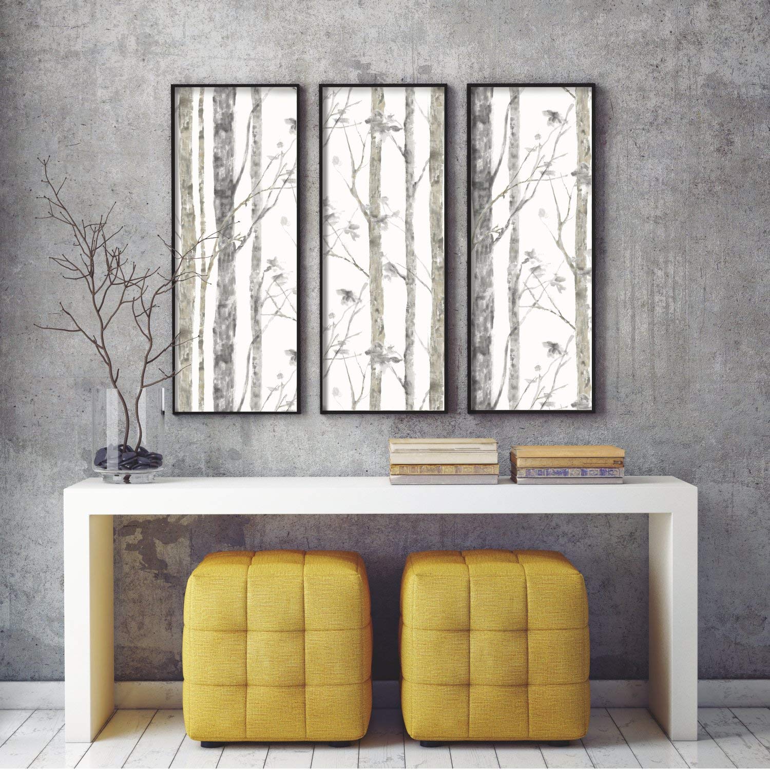 RoomMates RMK9047WP Birch Trees Peel and Stick Wallpaper White/Brown