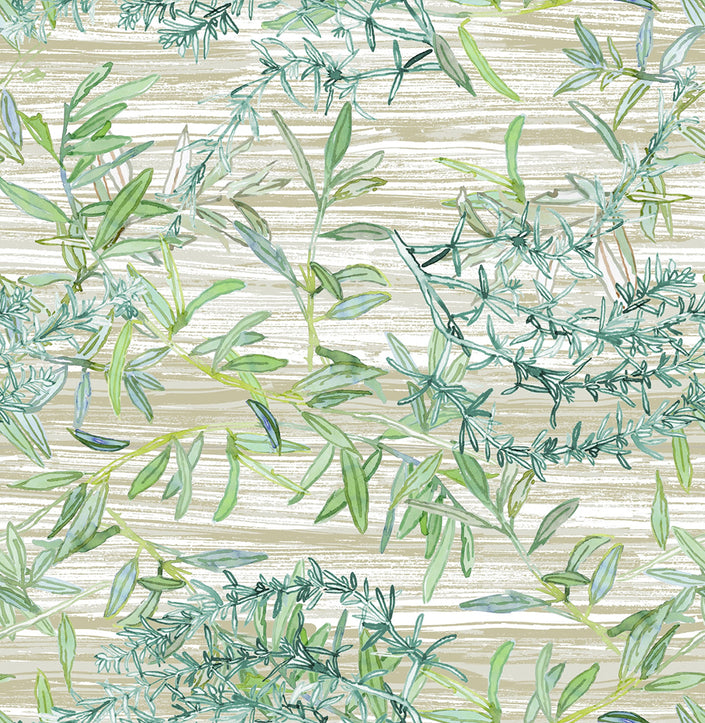 Grace & Gardenia GY2001D Bamboo Garden Peel & Stick wallpaper Green Tan Aqua