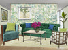 Grace & Gardenia GY2001D Bamboo Garden Peel & Stick wallpaper Green Tan Aqua