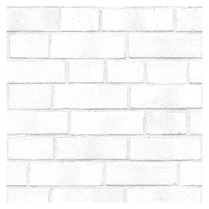 Tempaper BR096 Textured Brick Self-Adhesive Wallpaper; White