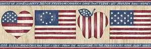 Wallpaper For Less CAB3229 American Flag Wallpaper Border, Brown