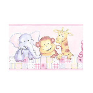 Patton CM79606 Animal Nursery Wallpaper Border, Pale Pink