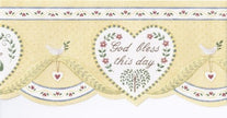 Wallpaper For Less CN76219DC Welcome Home Hearts Wallpaper Border, Yellow Blue