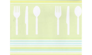 Norwall CU78225 Modern Cutlery Wallpaper Border, Green Teal White