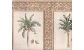 Wallpaper For Less TK6245B Bamboo Palm Trees Wallpaper Border, Brown