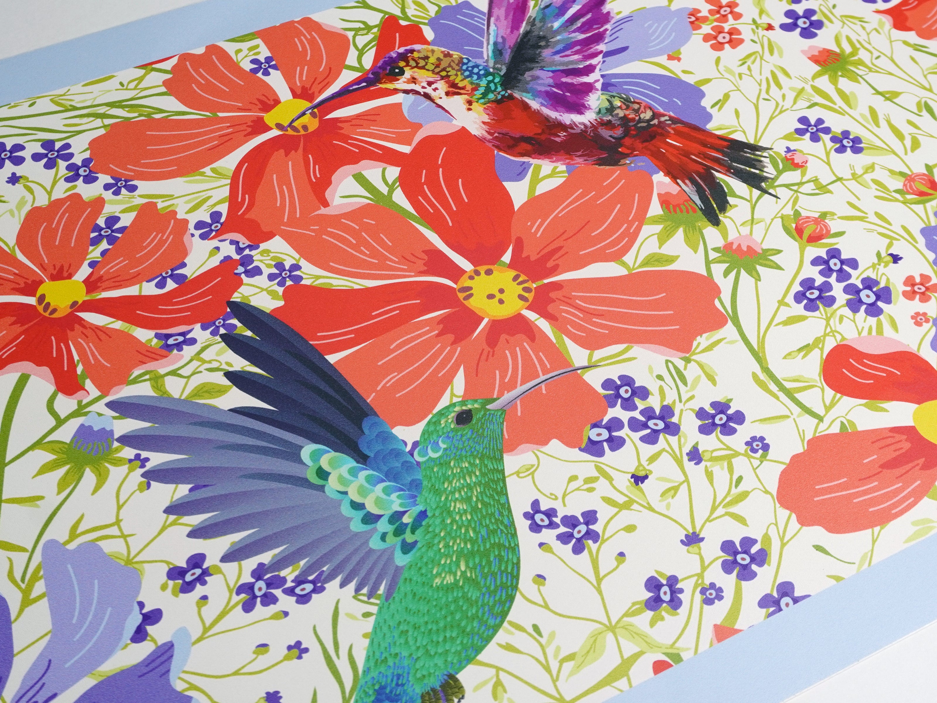 GP1900321 Hummingbird Garden Premium Peel and Stick Wallpaper Border 10