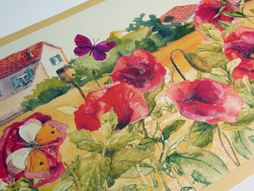 GB50061 Countryside Watercolor Flowers Peel and Stick Wallpaper Border 10