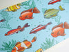 GB90061g8 Cartoon Fish Peel and Stick Wallpaper Border 8in Height x 18ft Long Blue/Green/Orange