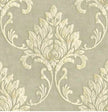 GW1012  Grace & Gardenia Cream & Pale Gold Damask Peel & Stick Wallpaper