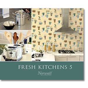 Norwall Wallcoverings  KT28973 Fresh Kitchens 5 Leaf Spot Wallpaper Green