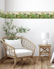 GB20040 Grace & Gardenia Tropical Watercolor Peel and Stick Wallpaper Border 10in Height x 18ft Long, Beige Green Purple